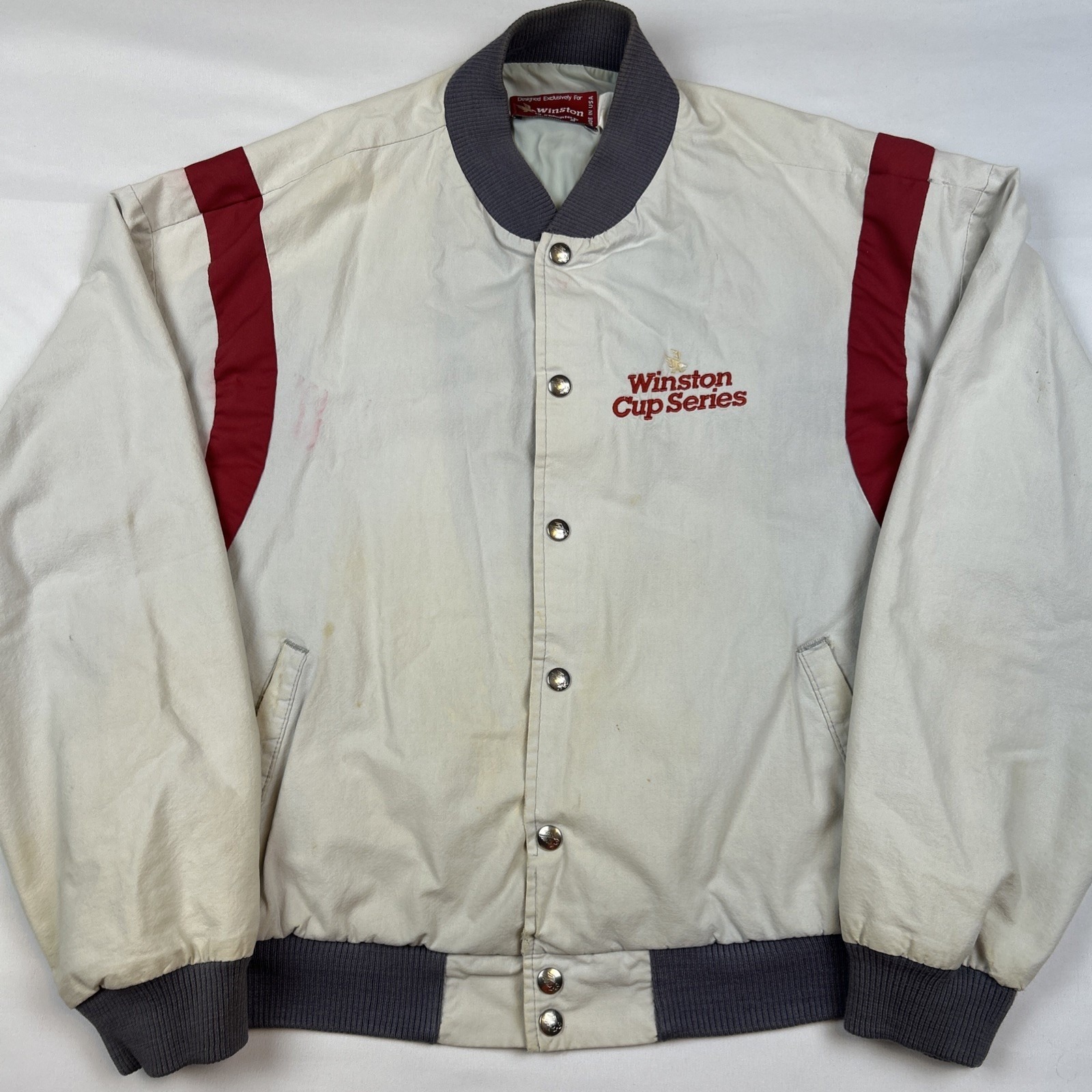 Vintage Nascar Winston Cup Series Jacket Mens Large White Auto Racing Usa 90s